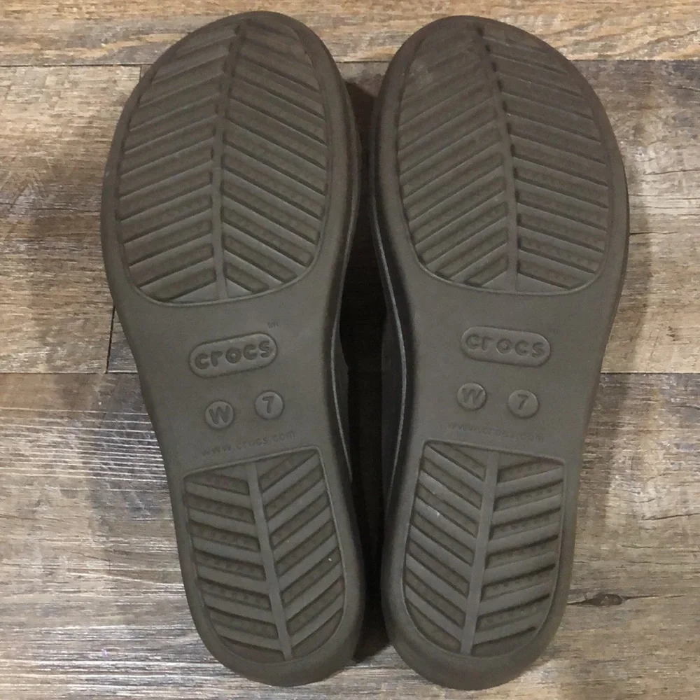 Two Crocs Meleen Twist Wedge Sandals‎ Black and Brown  Dual Comfort Womens 7